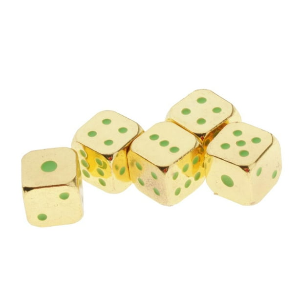 Juego de 5 dados noctilucentes multifacéticos de gran tamaño para fiestas Oro