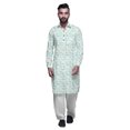 thumbnail image 1 of Atasi Kurta-Pyjama Pathani Indien pour Hommes Robe de Fête Ensemble de Kurta-Pyjama pour Hommes Bleu Sarcelle, 1 of 5