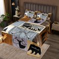 thumbnail image 2 of Elk Deer Hunting Quilt Set Rustic Reindeer Moose Bedspread Set King,Woodland Animals Coverlet Set Wildlife Bear Quilted Vintage Farmhouse Rustic Home Decor, 2 of 5