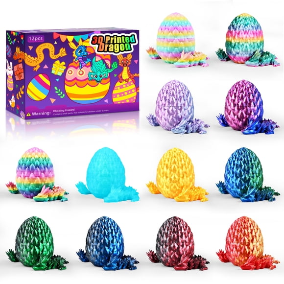 12 huevos de dragón de cristal impresos en 3D de Toy Impossmaker con dragón
