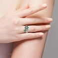 thumbnail image 4 of Eclet Jewels Brilliant 1.4 Ct Round Cut Diamond Ring - 14K White Gold Over Wedding Anniversary Ring - Flower Design Birthstone Diamond Ring for Girls - Unique Green Floral Diamond Ring For Women's, 4 of 8