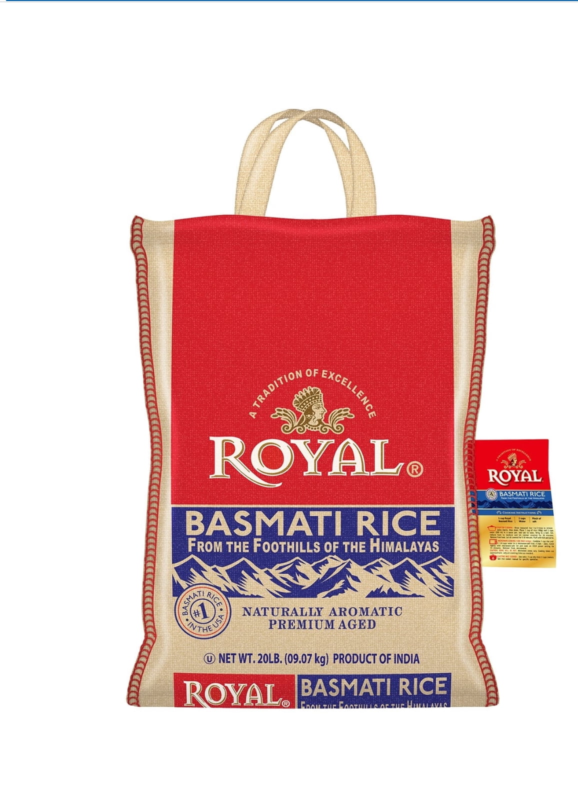 Royal White Basmati Rice ( 1 Pack of 20 Lb)