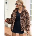 thumbnail image 6 of Women's Faux Fur Cropped Coat Fall Winter Warm Fleece Jackets Full Zip Jacket Brown S, 6 of 10