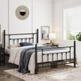 thumbnail image 2 of VECELO Metal Bed Platform Frame with Headboard and Footboard, Mattress Foundation, Queen Size, Black, 2 of 9