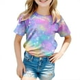 thumbnail image 4 of WEIYLL Girls Funny Tshirts Galaxy 3D Print Glitter Starry Sky Summer Round Neck Soft Carnival Toddler Clothes for 3-4 Years, 4 of 4