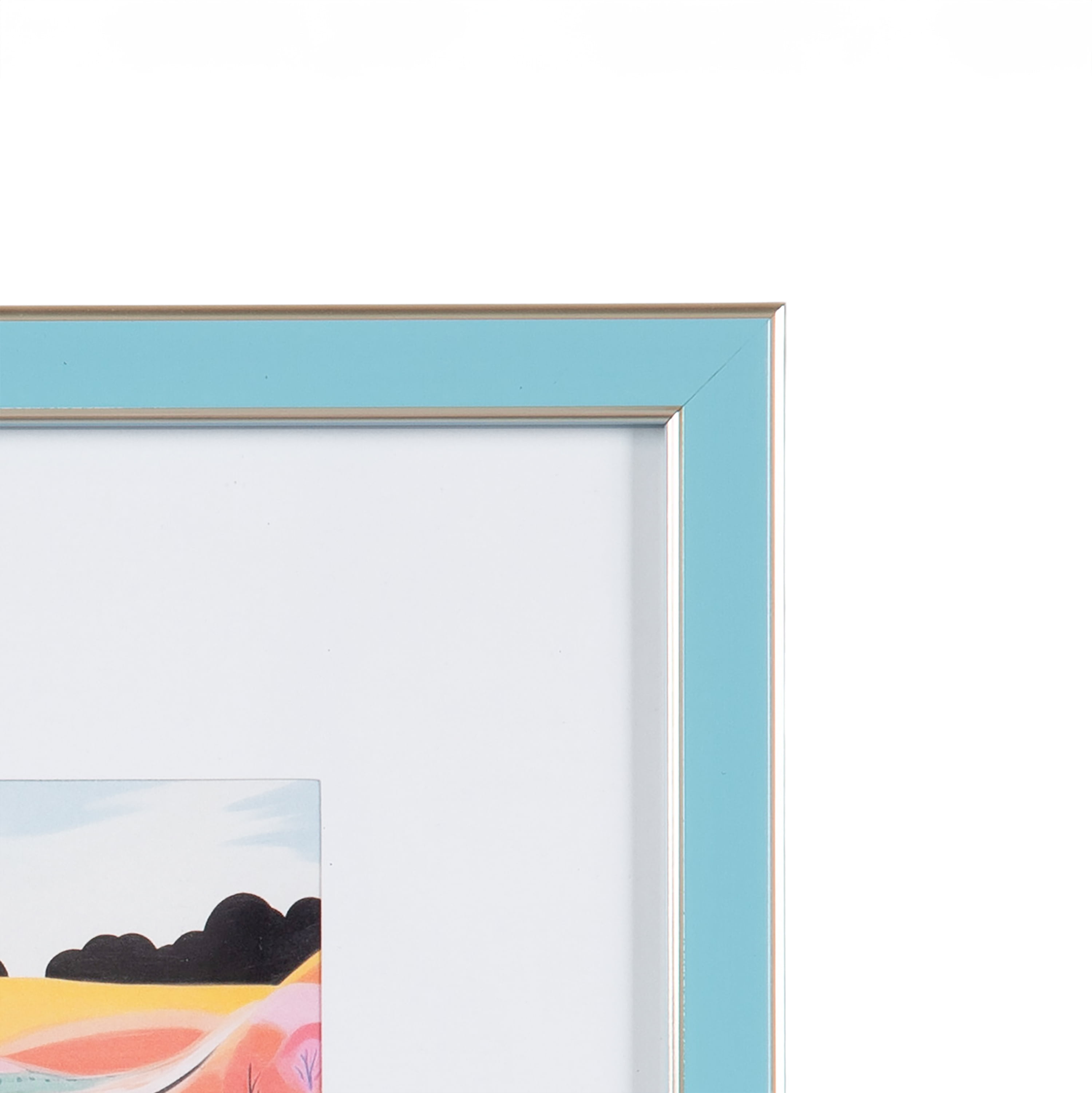 DesignOvation 8x10 Matted for 4x6 Blue/Champagne Decorative Tabletop Picture Frame