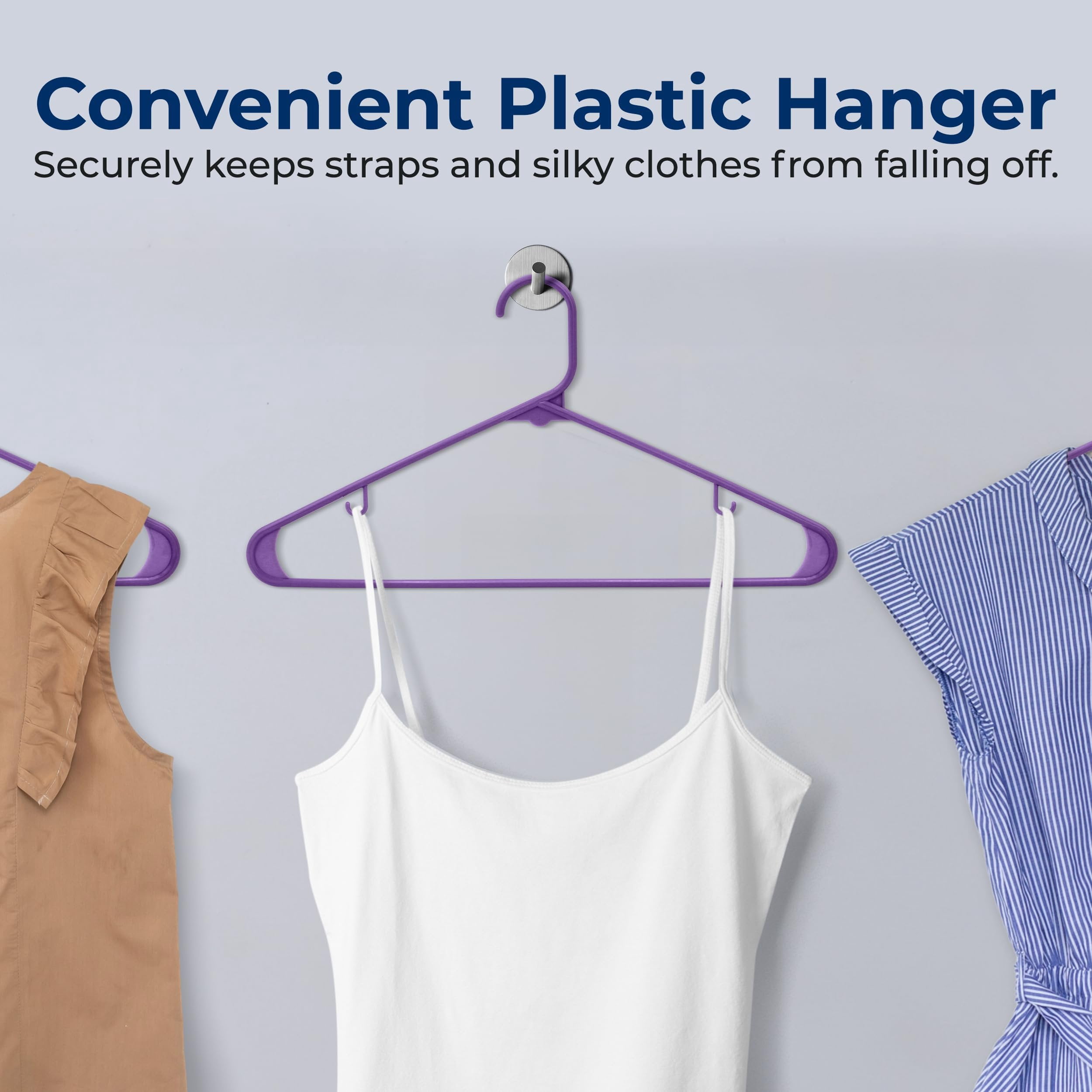 SereneLife 200 Pack Plastic Hangers, Non-Slip, Space-Saving Closet Organizers, Durable and Strong for Shirts, Sweaters, Hoodies, Kids Clothes & Dresses, Ultra-Thin, Lightweight