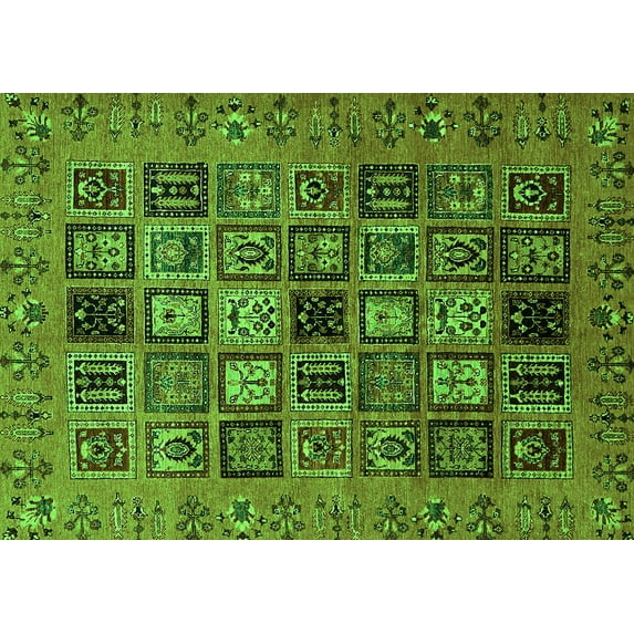 Ahgly Company Indoor Rectangle Abstract Green Modern Area Rugs, 7' x 9'
