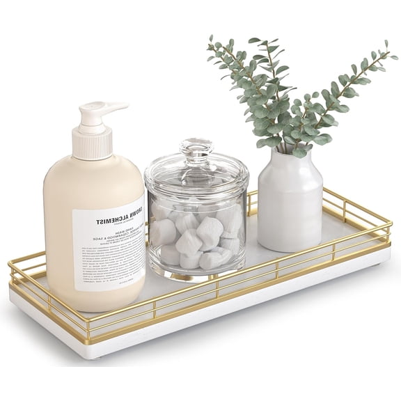 Bathroom Tray for Counter Top Organizer, Oak Wood Vanity Tray
