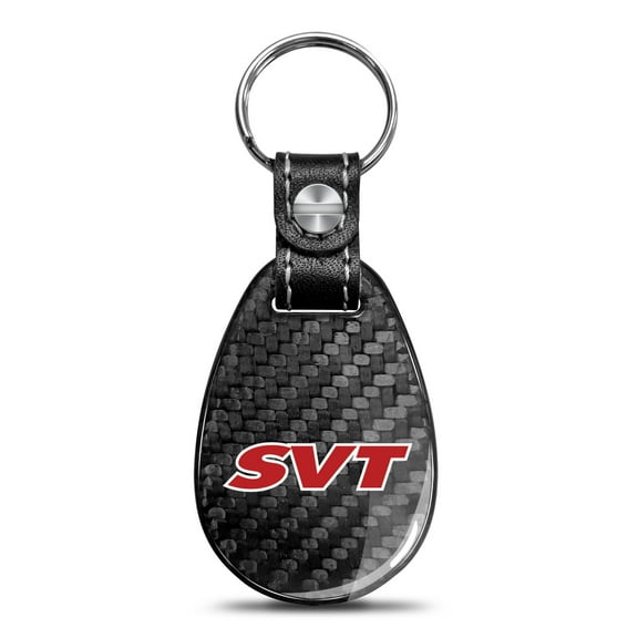 Ford SVT Real Black Carbon Fiber with Leather Strap Large Tear Drop Key Chain