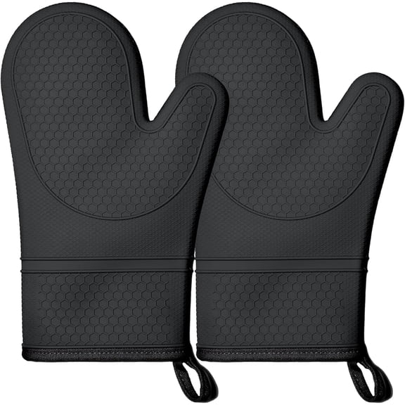 Heat Resistant Silicone Oven Mitts 500°F Non-slip Waterproof Gloves for Baking Cooking