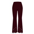 thumbnail image 4 of XFLWAM Womens Lace Crochet Flare Pants Casual High Waisted Business Dress Suit Pants Hollow Out Yoga Pants Leggings Wide Leg Trousers Red XXL, 4 of 5
