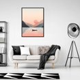 thumbnail image 4 of Moonow7 Asian Sunset Lake Wall Art Poster, Serene Landscape Print with Boat & Mountain Reflection for Bedroom, Living Room, Office, Entryway, Tranquil Nature Decor, Unframed Size 40x50 cm / 16x20″, 4 of 13
