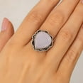 thumbnail image 6 of SATYAVIE JEWELLERY Fine 925 Sterling Silver Ring For Womens Natural Rose Quartz Ring Sterling Silver Boho Ring Heart Gemstone Oxidised Ring Size US 8, 6 of 6