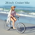 thumbnail image 2 of Aukfa 26" Cruiser Bike, Single Speed Bicycle Hybrid Bikes for Women Girls Ladies,Silver, 2 of 7