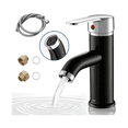 thumbnail image 2 of Grifo Mezclador De Encimera Para Baño De Acero Inoxidable Lab.G, Negro con Plata, 2 of 5