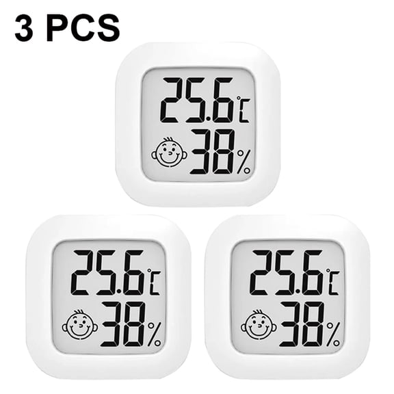 GJX 3Pcs Humidity Meter - Digital Hygrometer with Accurate Temperature and Humidity Monitoring, Energy Efficient Indoor Room Thermometer with Adorable Face Design for Nursery Home Office
