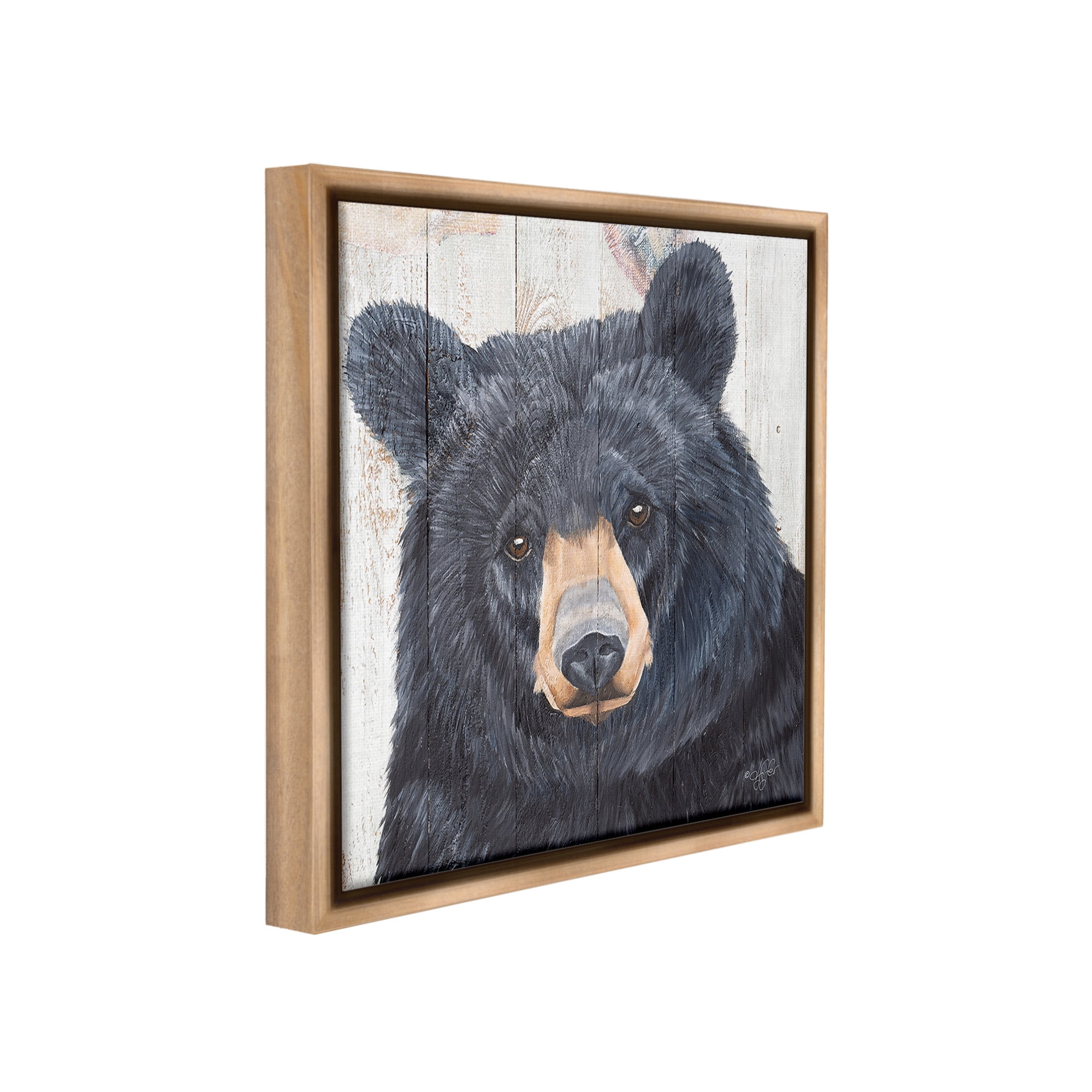 Stupell Industries Rustic Black Bear Animals & Insects Painting Brown Floater Framed Canvas Art Print Wall Art, 18 x 18