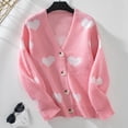 thumbnail image 2 of Timegard Fall Cardigans for Women Lightweight Button down Sweater Coat Casual Cute Heart Print Tops, 2 of 5