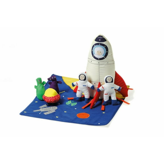 Oskar & Ellen 7 Piece Hand Sewn Fair Trade Soft Space Ship Fabric Playset Toy