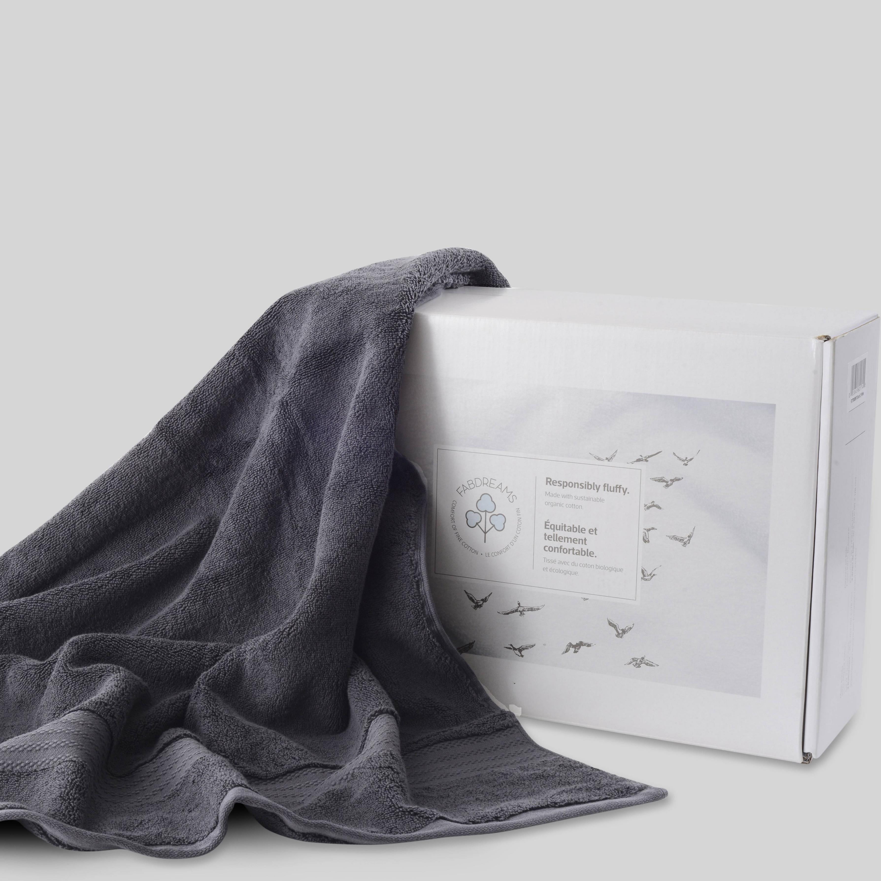 FABDREAMS 100% Organic Cotton GOTS Ceritied 700 GSM Bath Sheet Towel Set of 2, 2 Bath Sheet Towels 36 x 70 in, Charcoal Black