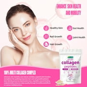Multi Collagen Peptides Powder - 1 lb - Types I, II, III, V, X - with Biotin, Vitamin C & Hyaluronic Acid - Hydrolyzed Collagen for Skin, Hair, Nails & Joint Support