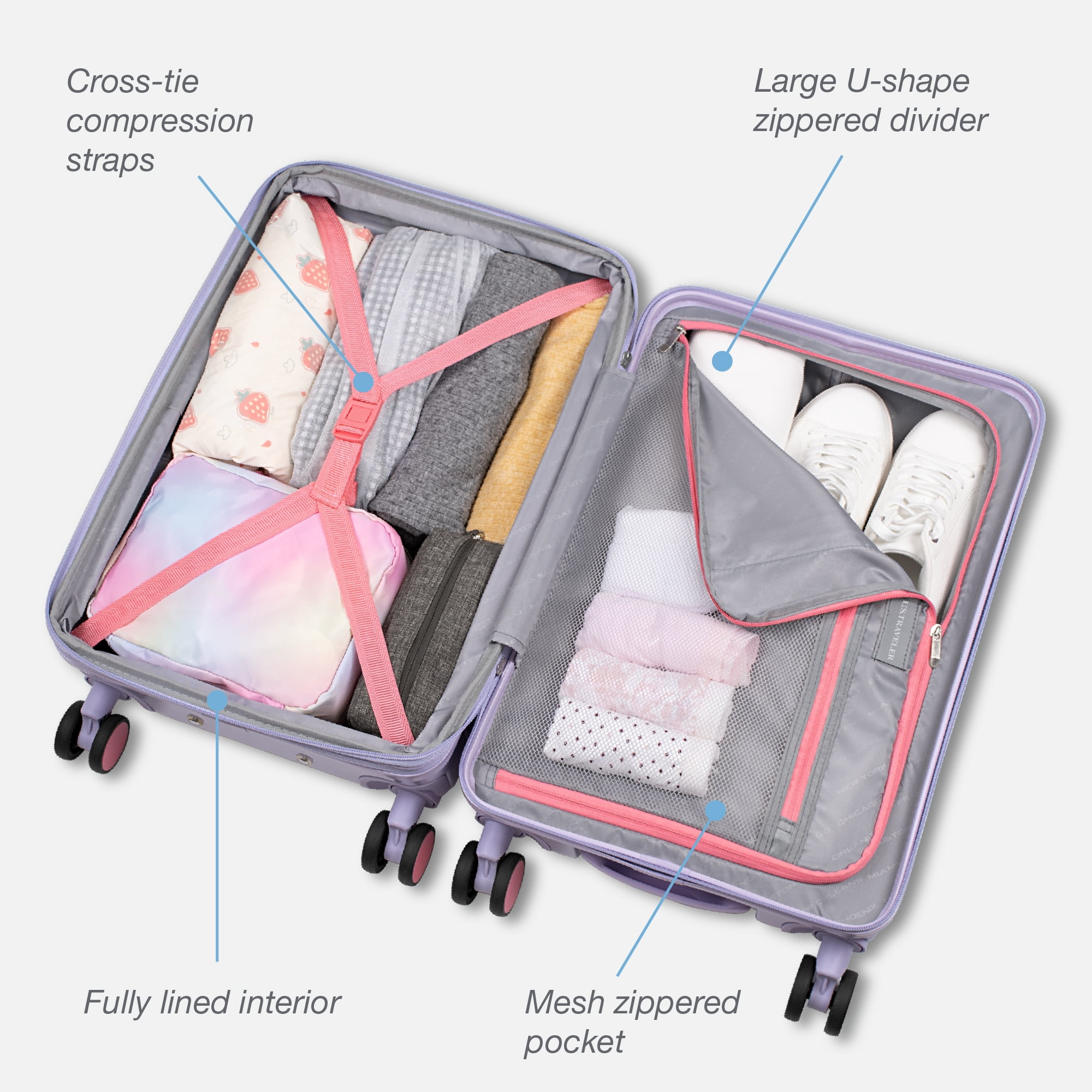U.S. Traveler Citrine Hardside Spinner Luggage, Ombre, 30" Checked Large
