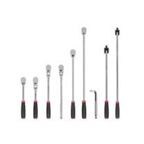 TEKTON 1/2 Inch Drive Non-Quick-Release Comfort Grip Ratchet, L-Handle, and Breaker Bar Set (9-Piece) | SDR99204