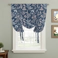 thumbnail image 2 of Dandelion Balloon Curtains for Living Room/French Door, Navy Blue Flowers Modern Minimalist Spring Tie Up Curtains 63 Inch Length Energy Saving Kitchen Curtains Shades for Windows 42"x63", 2 of 8