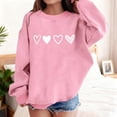 thumbnail image 2 of shqvo Girls Valentine Sweatshirts Oversized Love Heart Graphic Sweatshirts Spring Long Sleeve Crewneck Cute Pullover Tops Valentines Day Gifts for Kids, 2 of 4