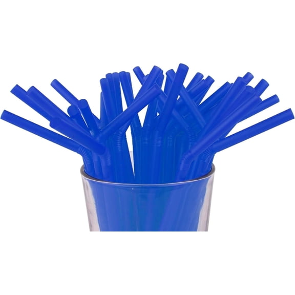 Flexible Disposable Plastic Drinking Straws, 8.25 in, 250 Count – Blue