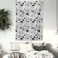 thumbnail image 3 of Hedgehog Tapestry, Ecological Nature Elements Woodland Pattern Black and White Doodle Composition, Wall Hanging for Bedroom Living Room Dorm Decor, 60W X 80L Inches, Black White, by Ambesonne, 3 of 5
