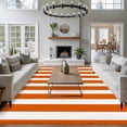 thumbnail image 4 of Burnt Orange Striped Large Area Rugs for Bedroom Living Room, Soft Non Slip Carpet Bedside Rug, Thanksgiving Orange White Stripes Rectangular Floor Cover Kitchen Accent Rug 5'x7' for Office, 4 of 9