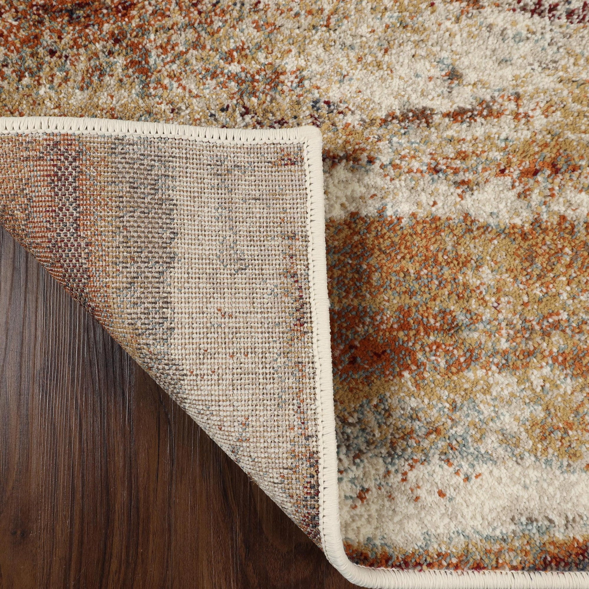 Superior Taia Striped Damask Indoor Area Rug, 5' x 8', Cream/ Rust