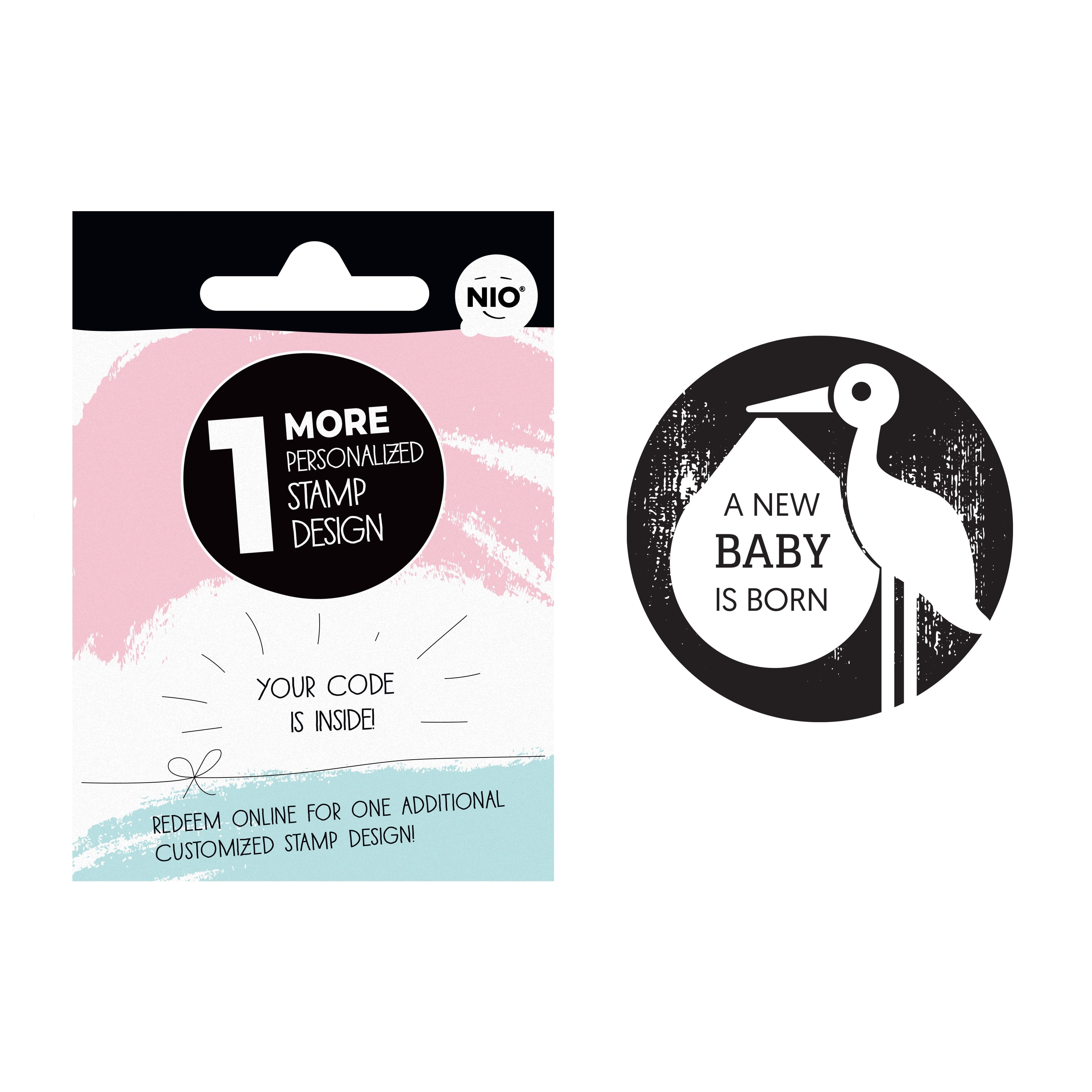 NIO A New Baby Is Born Stork Design and Voucher Code for Personalized