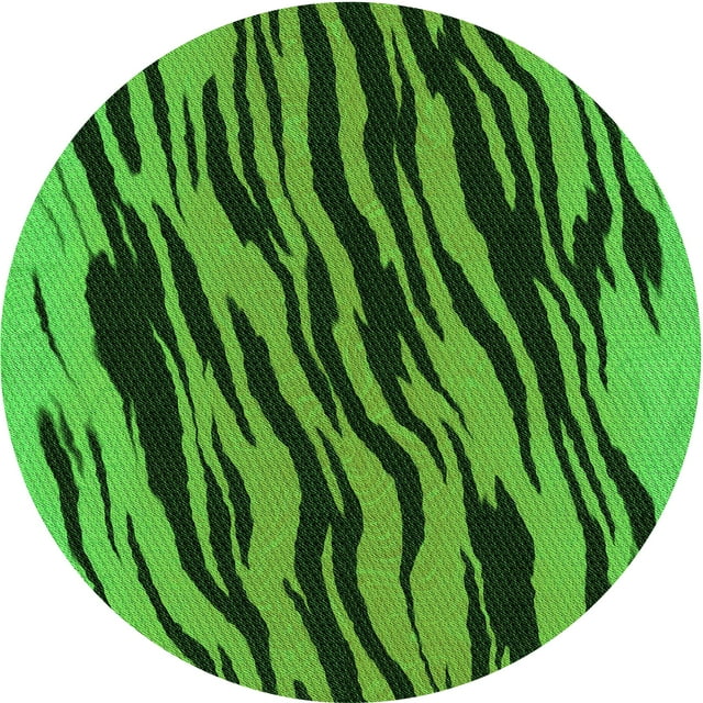 Ahgly Company Machine Washable Indoor Round Transitional Deep Emerald Green Area Rugs, 3' Round
