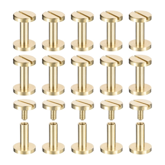30 Paquete de tornillos Chicago de latón, remaches de clavo de poste de 10x10mm para manualidades de cuero
