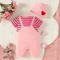 thumbnail image 3 of Baby Girl Clothes Valentine's Day Children's Two Piece Set Toddler Girls Sweet Love Embroidery Jumpsuits and Hats Outfits Sets 3M, 3 of 9