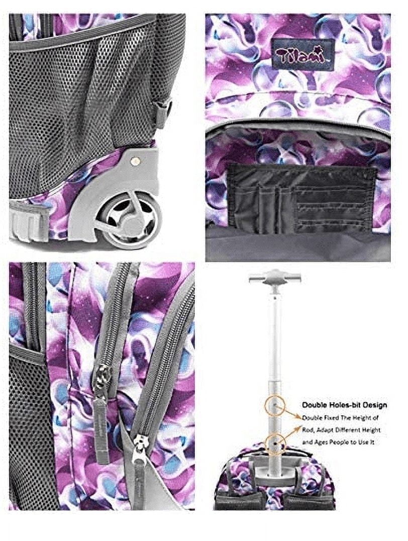 Tilami Purple Waves Rolling Backpack 18 Inch with Pencil Case