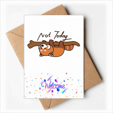 Panda Red Raccoon Bed Art Deco Fashion Welcome Back Greeting Cards Envelopes Blank