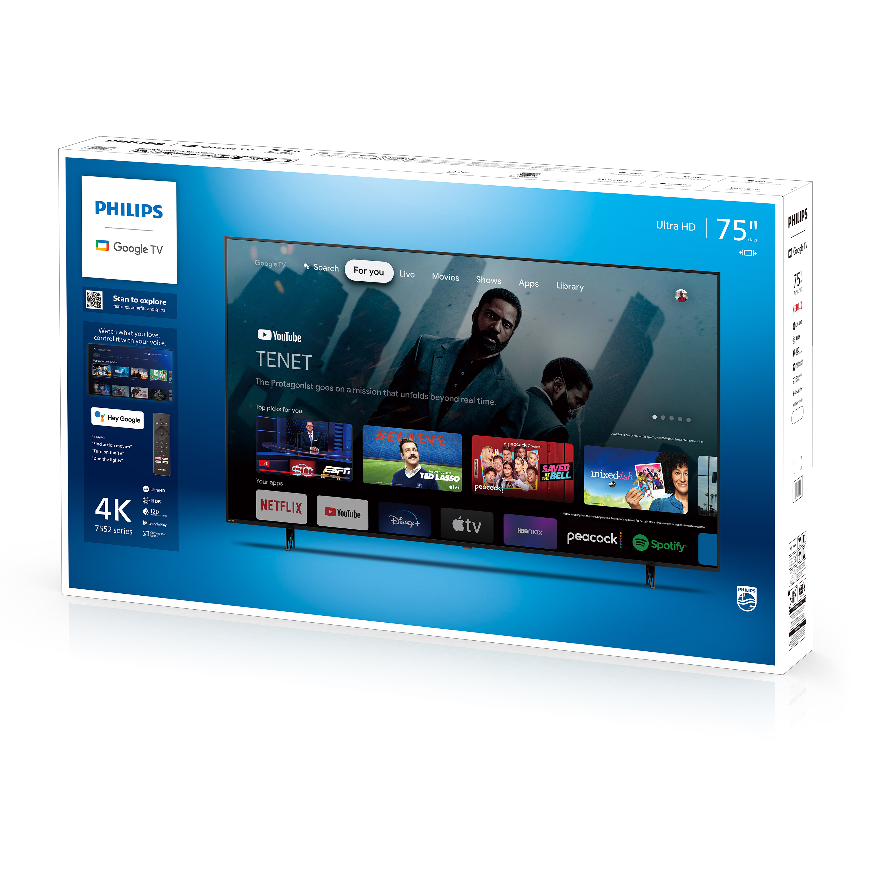 Philips 75" Class 4K Ultra HD (2160p) Google Smart LED TV (75PUL7552/F7) (New) - image 25 of 25