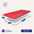 thumbnail image 4 of Homz 41 Quart Clear Plastic Holiday Storage Container with Red Lid, 2 Pack, 4 of 9