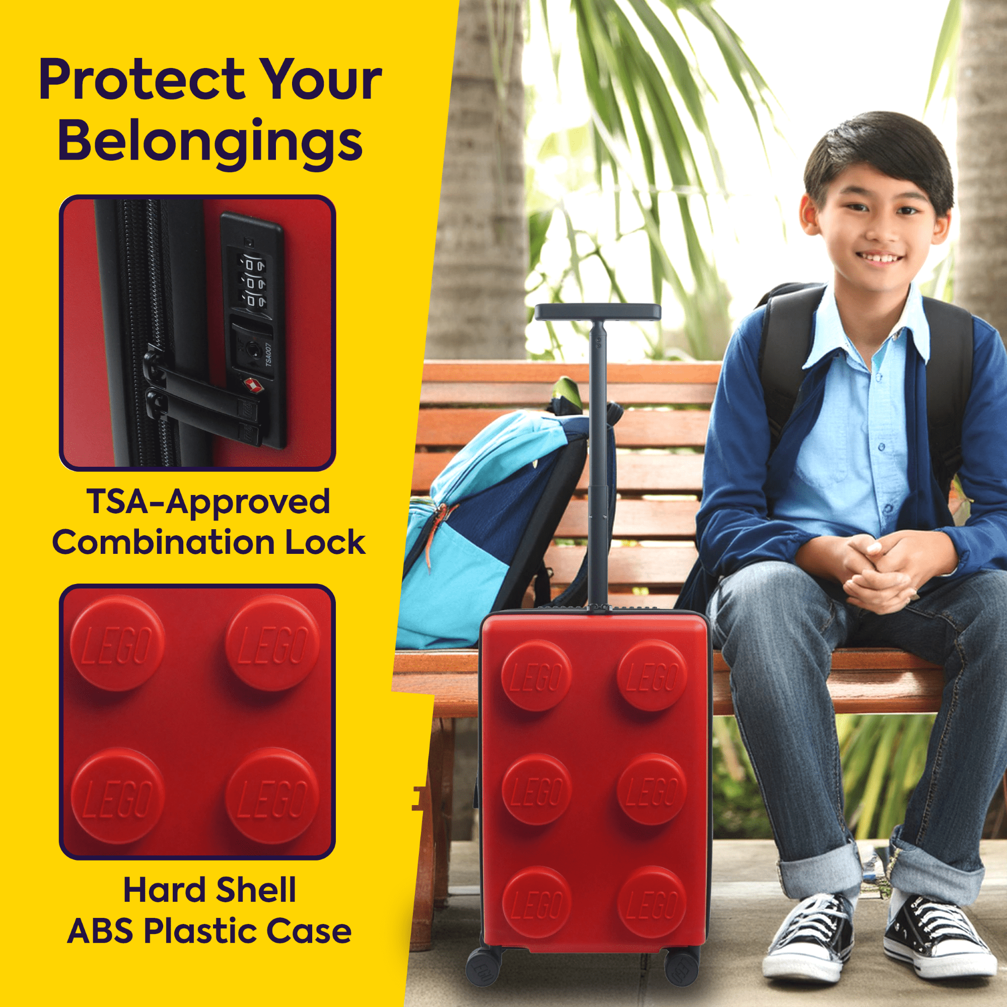LEGO 22 Inch Rolling Luggage, Signature Trolley Expandable Hardshell Carry On Suitcase with Spinner Wheels, Red