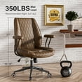 thumbnail image 3 of Ninecer Brown Leather Office Chair with Wheels Adjustable Height Padded Arms Mid Century Executive Desk Chair for Home Office, 3 of 8
