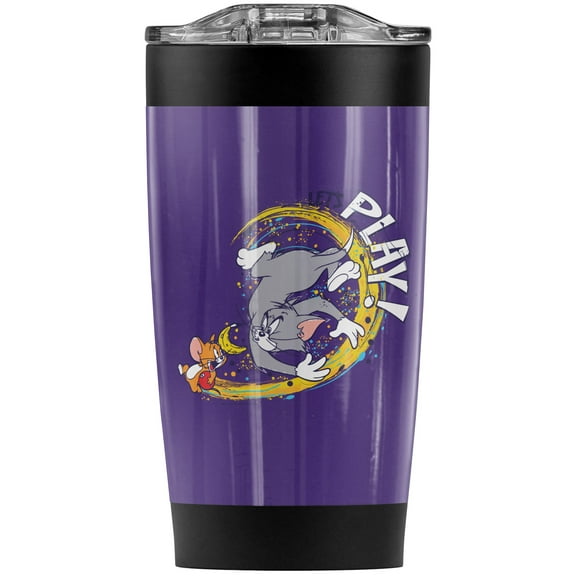Tom And Jerry/Let'S Play! Stainless Steel Tumbler 20 oz Coffee Travel Mug/Cup, Vacuum Insulated & Double Wall with Leakproof Sliding Lid | Great for Hot Drinks and Cold Beverages