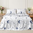 thumbnail image 2 of Flymme Queen Size Sheets Set White,4 Piece Soft Breathable Microfiber Bed Sheet Set, Moon & Star Pattern Bedding Deep Pocket Non-Slip Fitted Sheet Included for All Season, 2 of 8