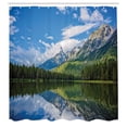 thumbnail image 3 of Ambesonne Nature Shower Curtain, Mountain Lake Scenery, 69"Wx84"L, Blue White Green, 3 of 5