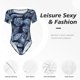 thumbnail image 4 of Fotbe Tropical Leaves Body de Mujer con Cuello Redondo y Mangas Cortas, Sin Mangas Ajustado, Suave, Cómodo y Básico-Large, 4 of 7