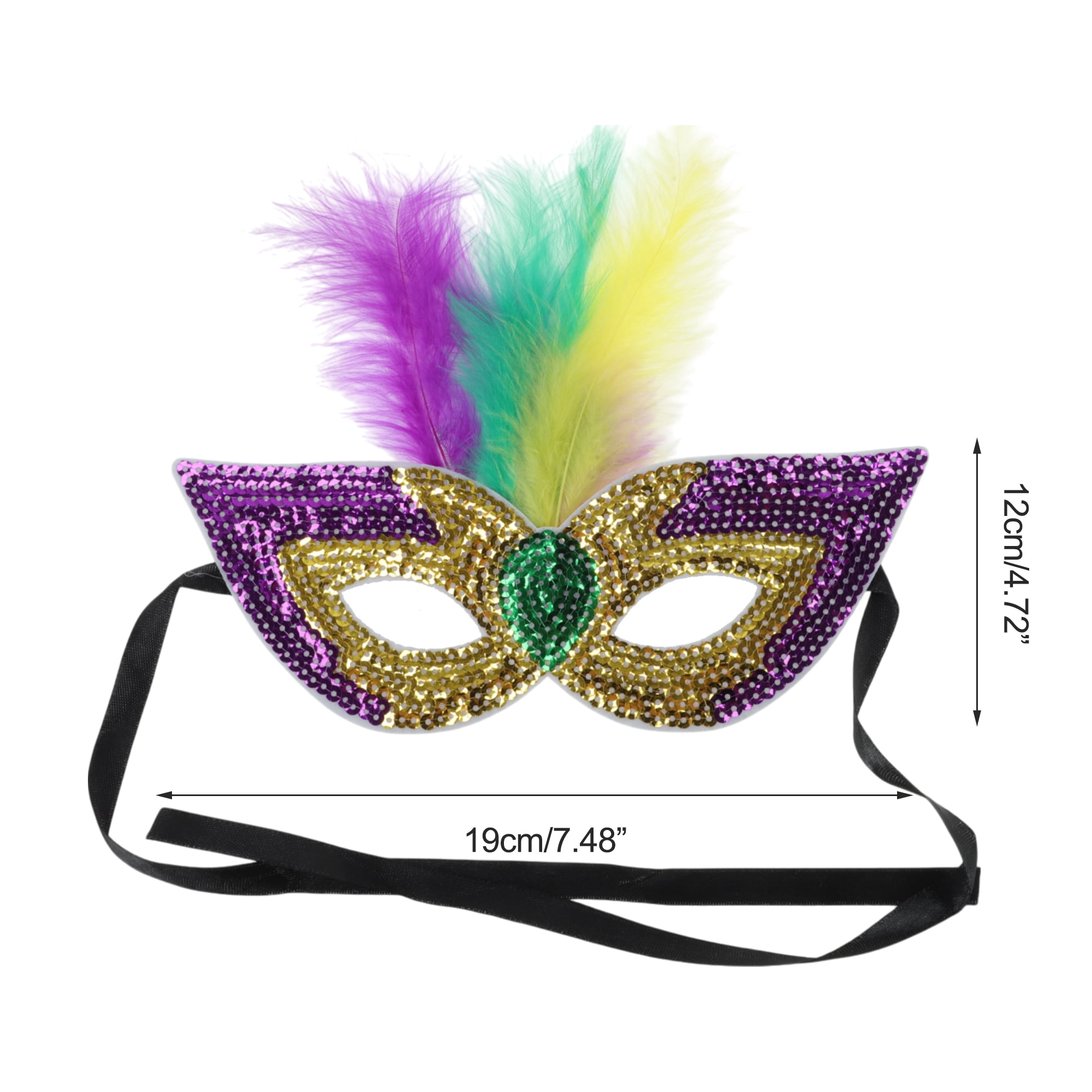 Unique Bargains 1 Pack Colorful Feather Sequins Half Face Party Mask Rose Gold