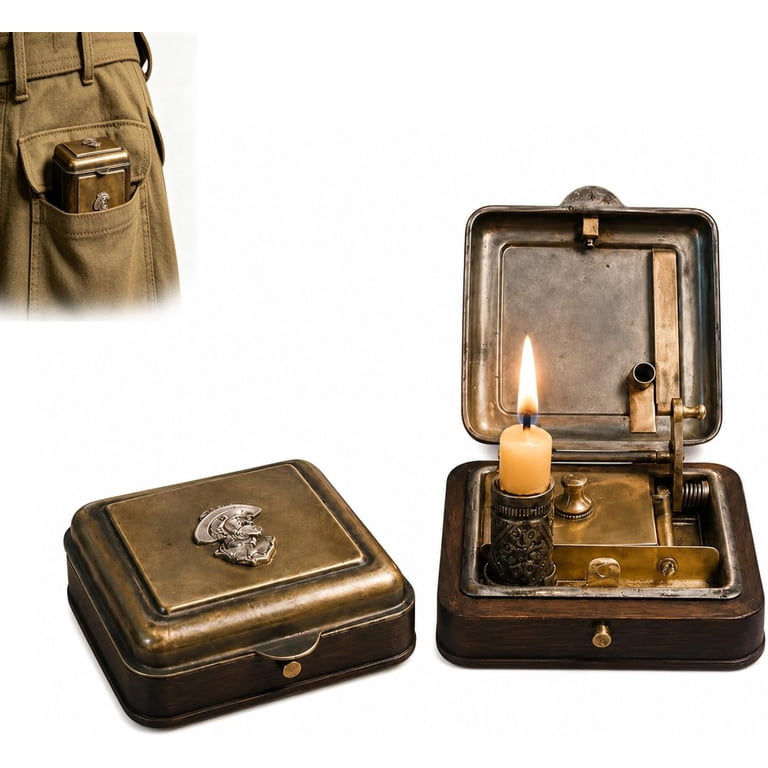 New 19th Pocket Candle Box, 19th Century Mechanical Candle Box